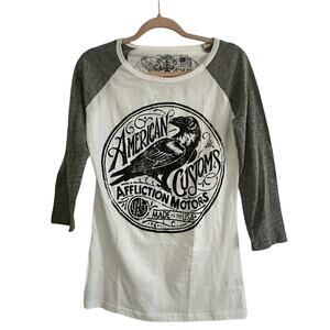 AFFLICTION Old Crow American Customs 3/4 Sleeve Tee Women’s Sz Medium Y2K - NWT